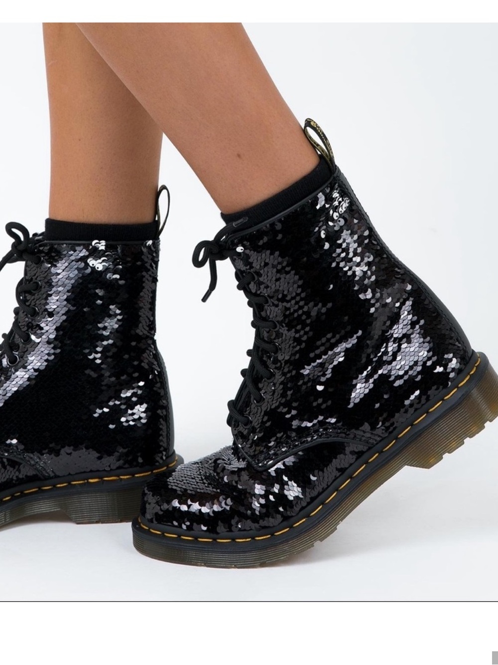 Dr Marten Pascal 1460 sequin black boots Sz 10
